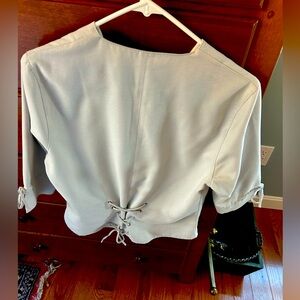 Harley Davidson shirt Medium light grey 3/4 sleeve. Eyelet closure